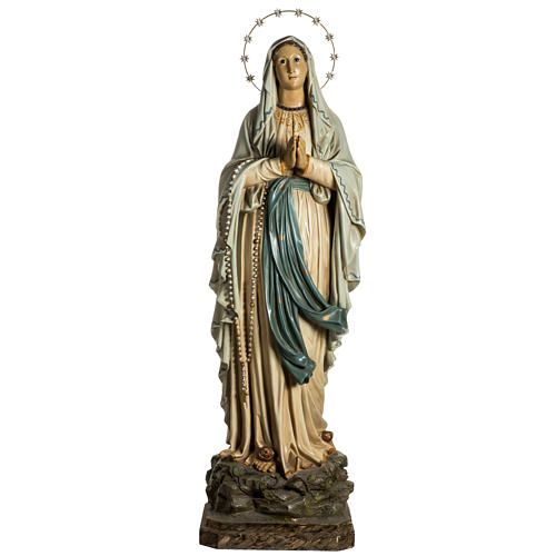 Our Lady of Lourdes Statue in wood paste, crystal eyes, 120 cm 1