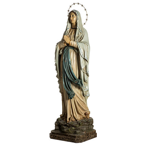 Our Lady of Lourdes Statue in wood paste, crystal eyes, 120 cm 7