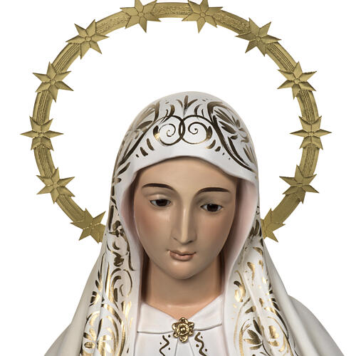 Our Lady of Fatima with shepherds 120cm in wood paste, elegant d 2