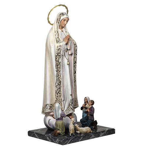 Our Lady of Fatima with shepherds 120cm in wood paste, elegant d 5