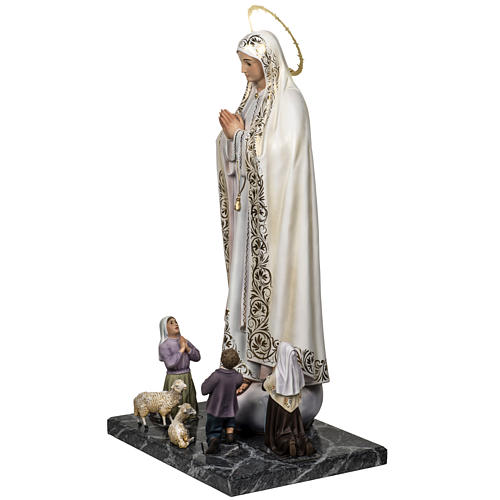 Our Lady of Fatima with shepherds 120cm in wood paste, elegant d 7