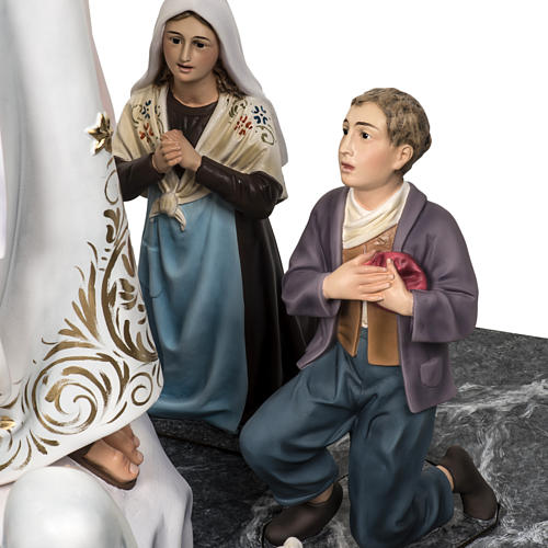 Our Lady of Fatima with shepherds 120cm in wood paste, elegant d 9