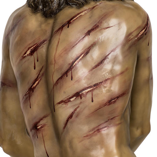 Cristo alla colonna 180 cm pasta di legno dec. anticata 13