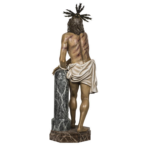Cristo alla colonna 180 cm pasta di legno dec. anticata 16