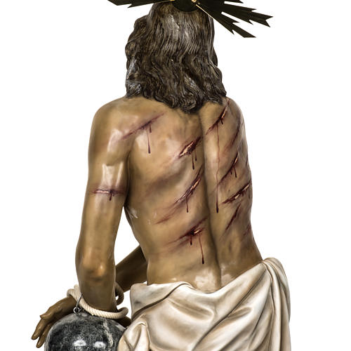 Cristo alla colonna 180 cm pasta di legno dec. anticata 17