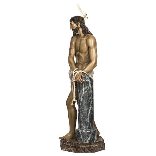 Cristo alla colonna 180 cm pasta di legno dec. anticata 19