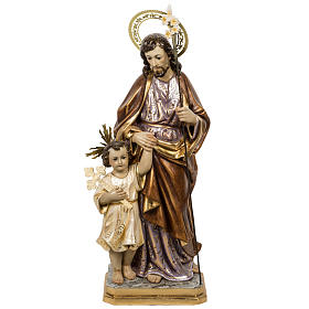 San Giuseppe con bimbo 60 cm pasta di legno finitura extra