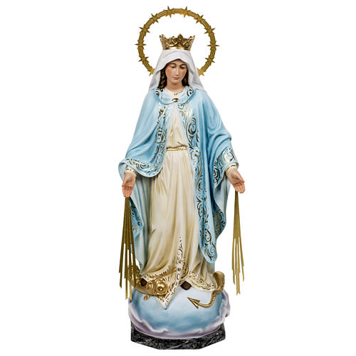 Statua Madonna Miracolosa 60 cm pasta di legno dec. elegante 1