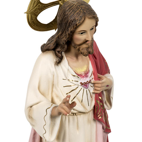 Sagrado Corazón de Jesús cm 80 Pasta de Madera dec 4