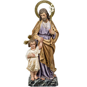 Saint Joseph with baby statue 60cm in wood paste, elegant finish