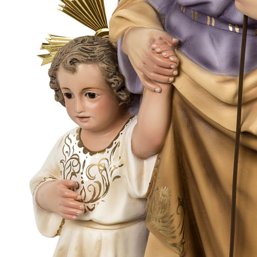 Saint Joseph with baby statue 60cm in wood paste, elegant finish 9