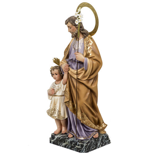Saint Joseph with baby statue 60cm in wood paste, elegant finish 11