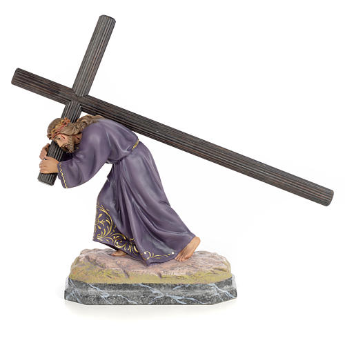 Jezus z krzyżem na ramieniu 30 cm ścier drzewny dek. eleganckie 1