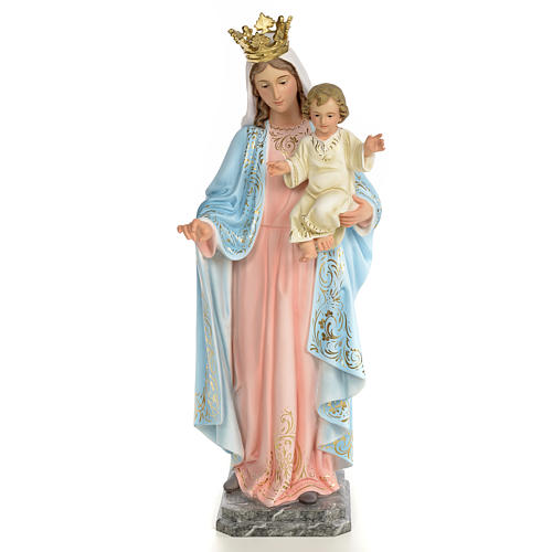 Virgen del Rosario 60 cm pasta de madera elegante 1