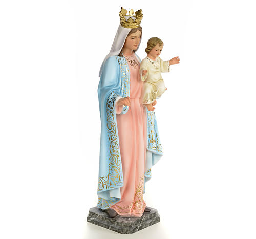 Virgen del Rosario 60 cm pasta de madera elegante 4