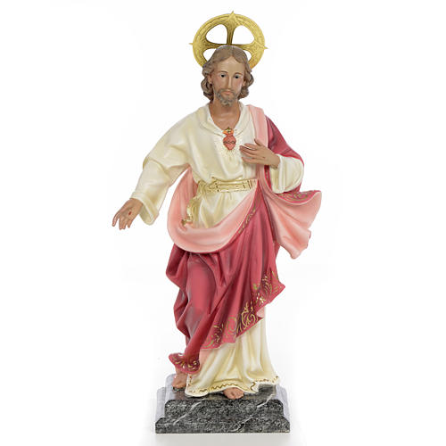 Sacro Cuore di Gesù 40 cm pasta di legno dec. elegante 1