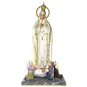 Our Lady of Fatima with seers 120cm wood paste, elegant decorati