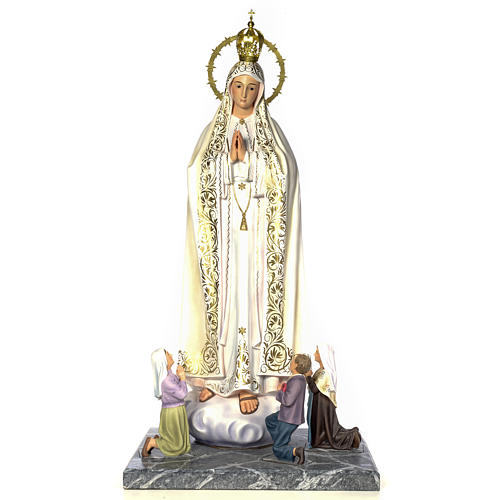 Our Lady of Fatima with seers 120cm wood paste, elegant decorati 1