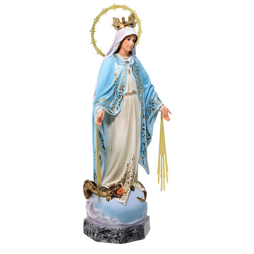 Virgin of the miraculous medal wooden paste 40cm, fine finish 5