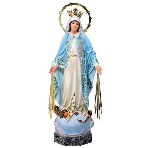 Virgin of the miraculous medal wooden paste 40cm, fine finish 1