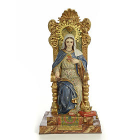 Sacro Cuore Maria su trono 50 cm pasta di legno dec. extra