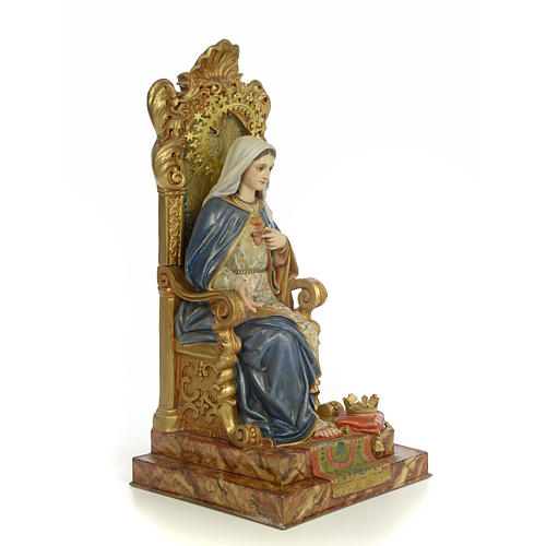 Sacro Cuore Maria su trono 50 cm pasta di legno dec. extra 4