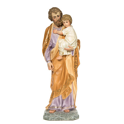 Saint Joseph et enfant 110 cm pâte à bois 1