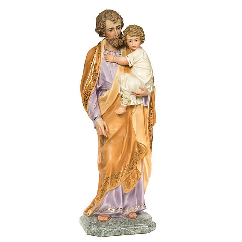 San Giuseppe Bambino in braccio 110 cm pasta legno dec. elegante 2