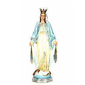 Virgin of the miracle medal wood paste 120cm, fine finish