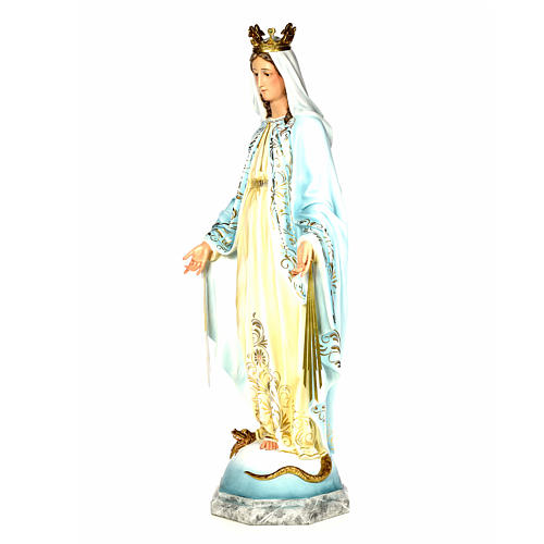 Virgin of the miracle medal wood paste 120cm, fine finish 2