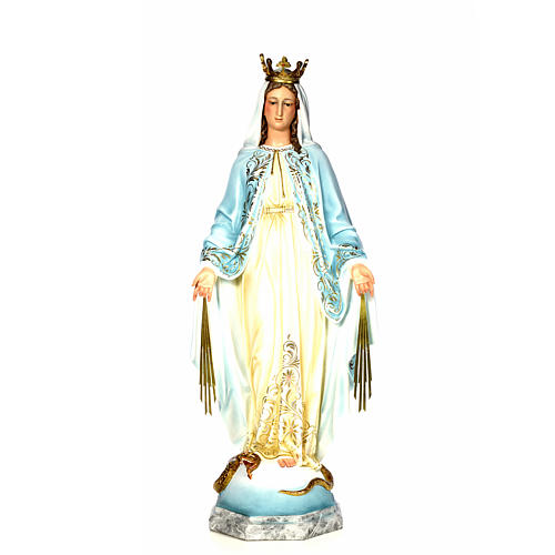 Virgin of the miracle medal wood paste 120cm, fine finish 1