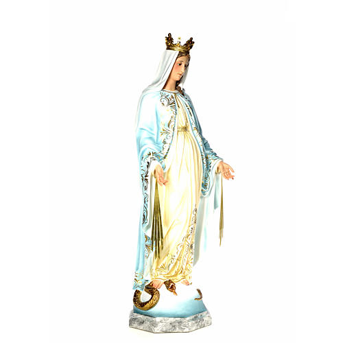 Virgin of the miracle medal wood paste 120cm, fine finish 4