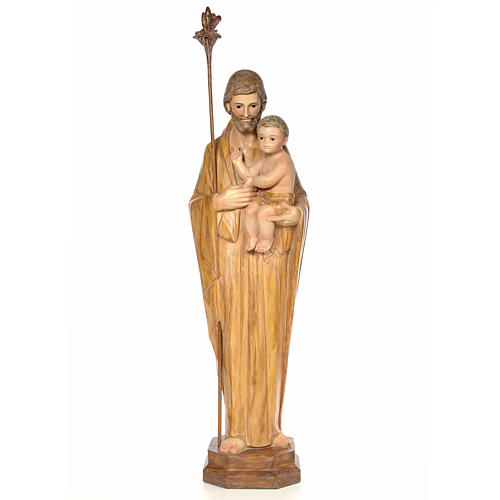 Saint Joseph 100 cm pâte à bois finition brunie 1