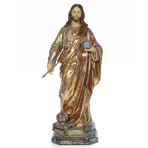 Cristo Sacerdote Rei 80 cm acab. policromado pasta madeira 1