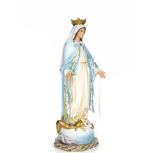 Virgin of the miracle medal wood paste 80cm, fine finish 4
