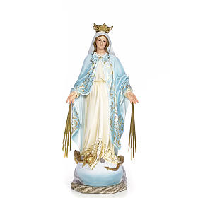Virgin of the miracle medal wood paste 80cm, fine finish