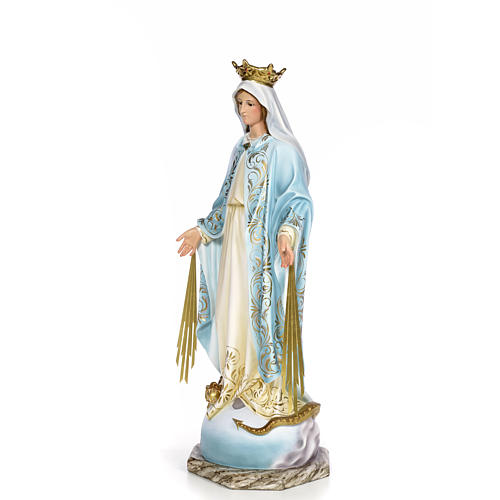 Virgin of the miracle medal wood paste 80cm, fine finish 2
