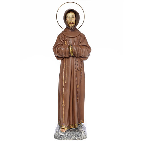 San Francesco d'Assisi 80 cm pasta di legno dec. brunita 1