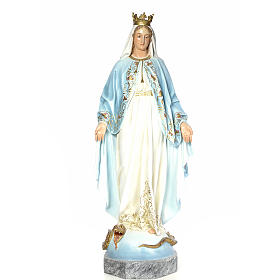 Virgin of the miracle medal wood paste 140cm, fine finish