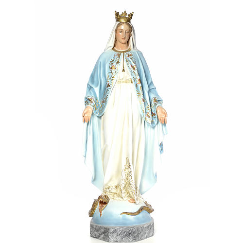 Virgin of the miracle medal wood paste 140cm, fine finish 1