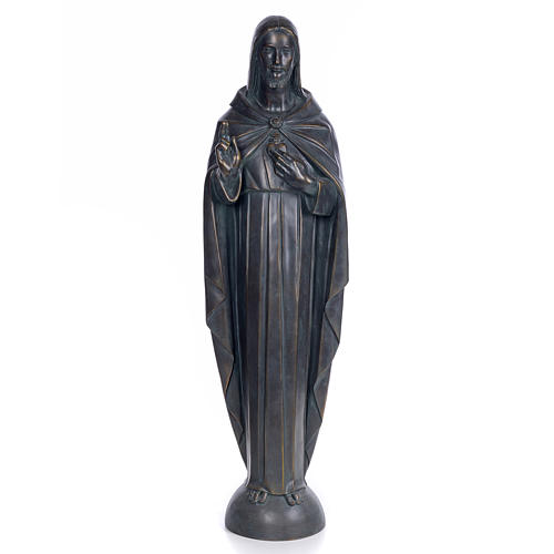 Sacro Cuore Gesù 100 cm pasta di legno dec. bronzata 1