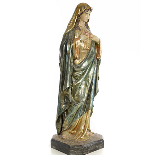 Sagrado Corazón de María 80cm pasta de madera poli 4