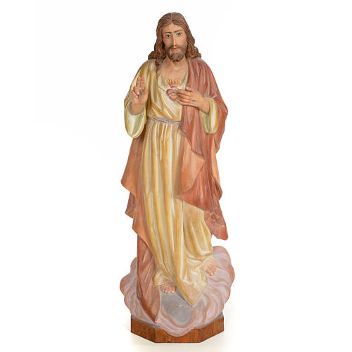 Statue Sacré-Coeur de Jésus 60 cm bois peint 1