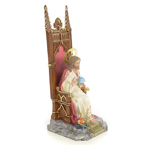 Sacred Heart of Jesus on throne statue 30cm, wood paste, elegant 4