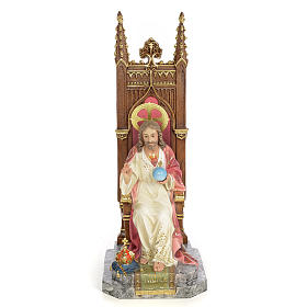 Sacred Heart of Jesus on throne statue 30cm, wood paste, elegant