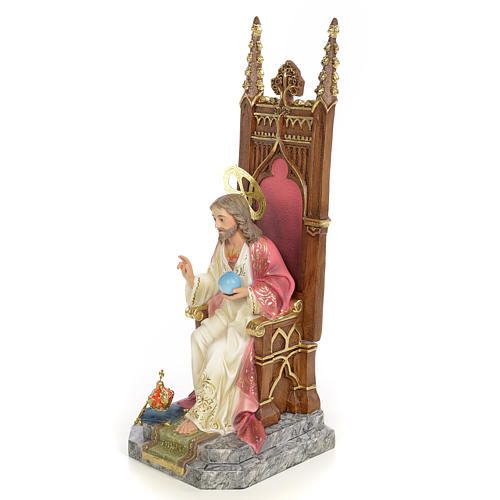 Sacred Heart of Jesus on throne statue 30cm, wood paste, elegant 2