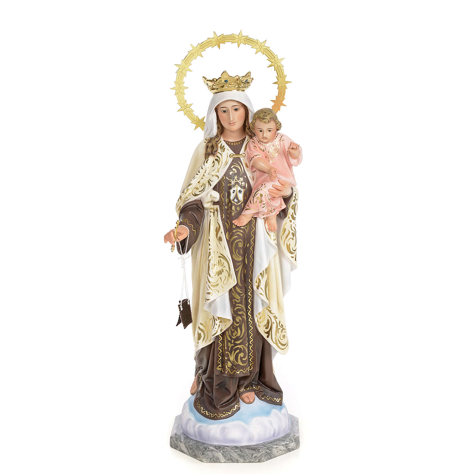 Our Lady of Mount Carmel statue 50cm, wood paste, elegant decora ...