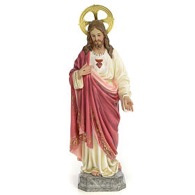 Sacro Cuore di Gesù 60 cm pasta di legno dec. elegante