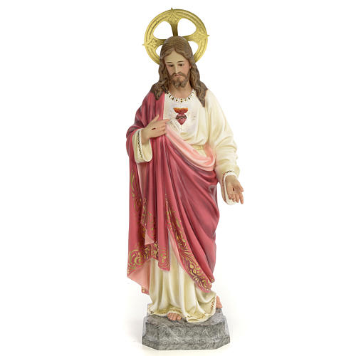 Sacro Cuore di Gesù 60 cm pasta di legno dec. elegante 1