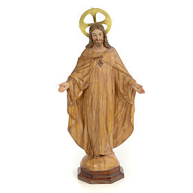 Sacred Heart of Jesus statue 50cm, wood paste, burnished decorat